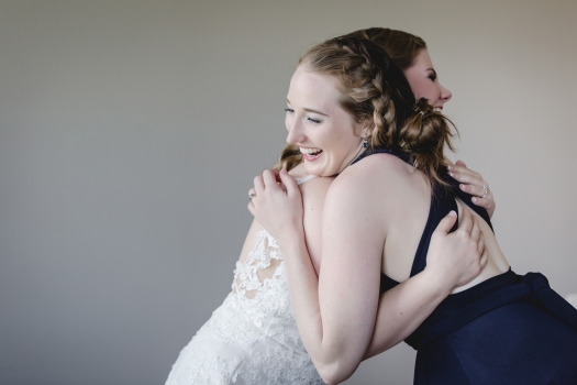 Bride with Bridesmaid at the Pine Community Center