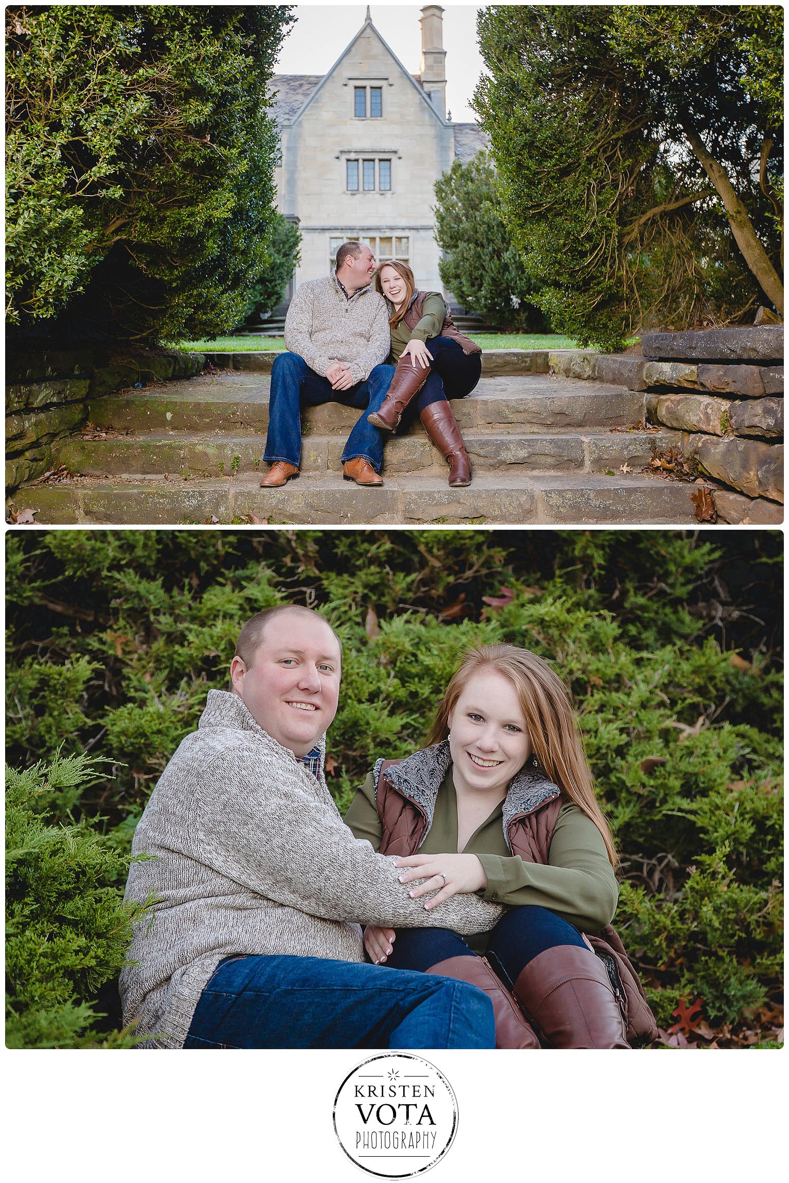 Fall engagement photos at Hartwood Mansion near Pittsburgh