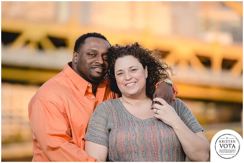 Pittsburgh engagement session on the North Shore by Ft. Duquesne Bridge