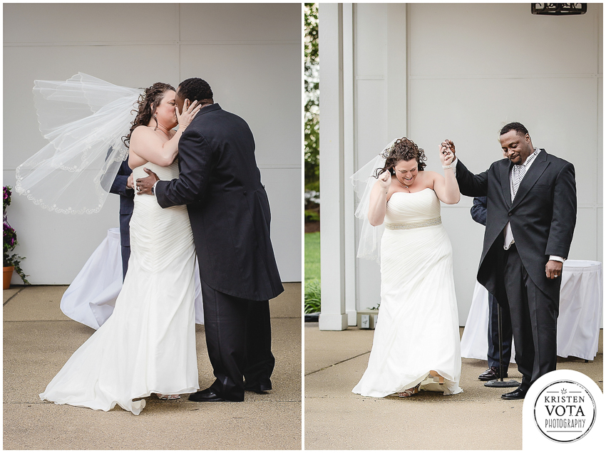 First kiss at Hilton Garden Inn Southpointe Pittsburgh wedding