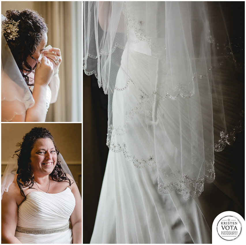 Beautiful bride before ceremony at Hilton Garden Inn Southpointe Pittsburgh wedding