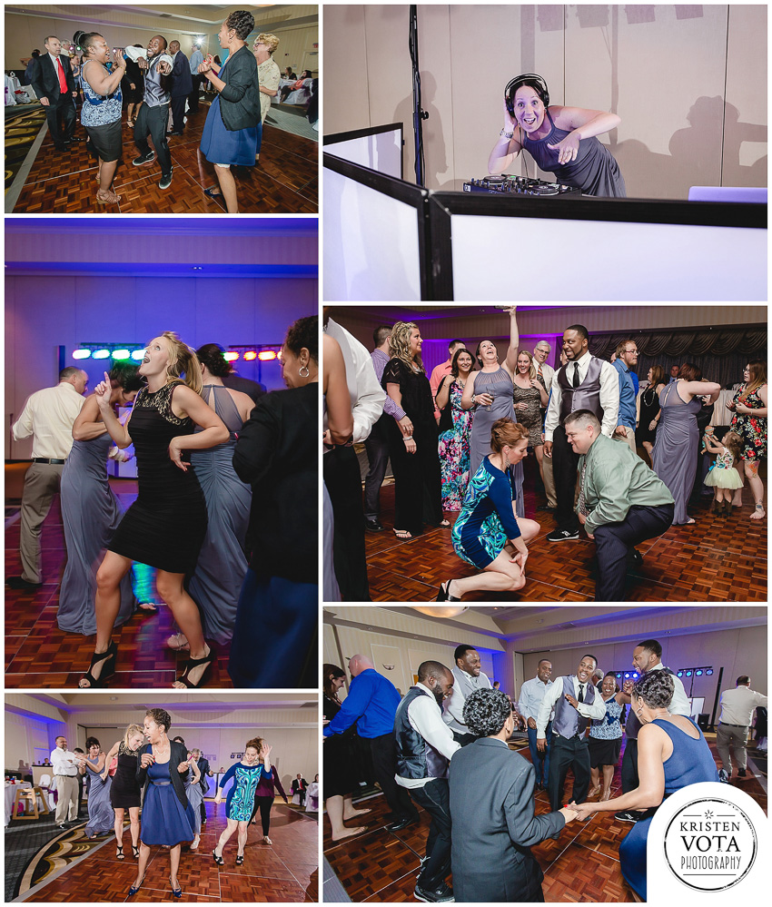 Dancing to the music at Hilton Garden Inn Southpointe Pittsburgh wedding reception