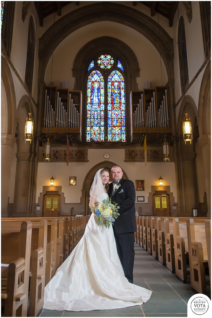 Pittsburgh newlyweds in St. Bernard Church in Mt. Lebanon