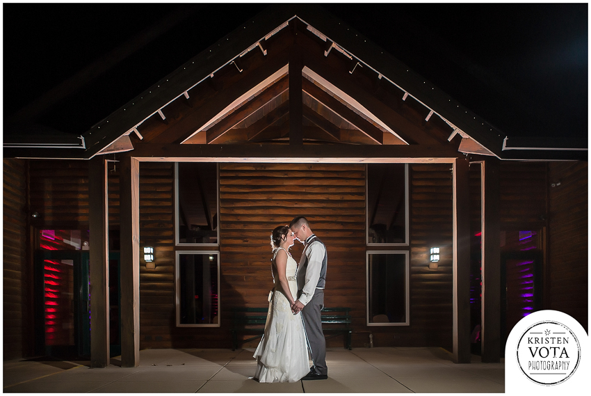 Night portrait of Pittsburgh newlyweds at the Mayernik Center