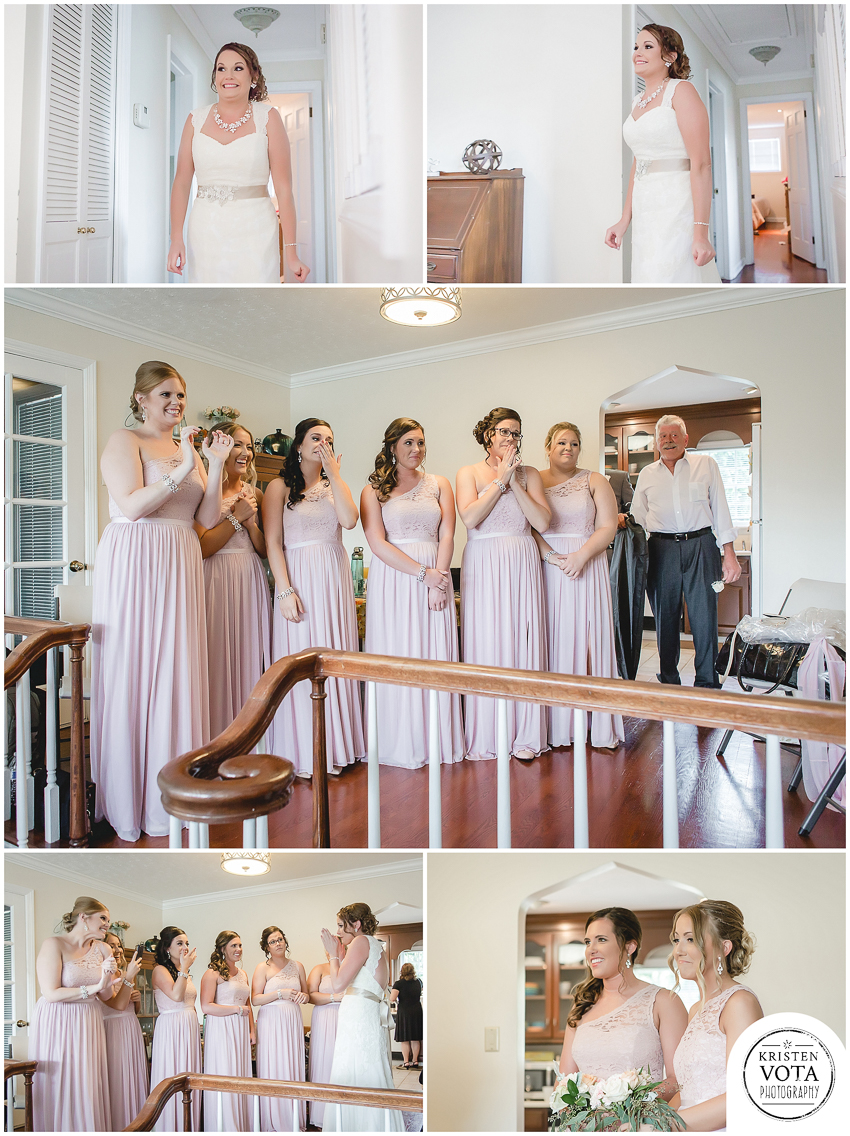 Bridesmaids before a DIY backyard barn wedding in Pittsburgh