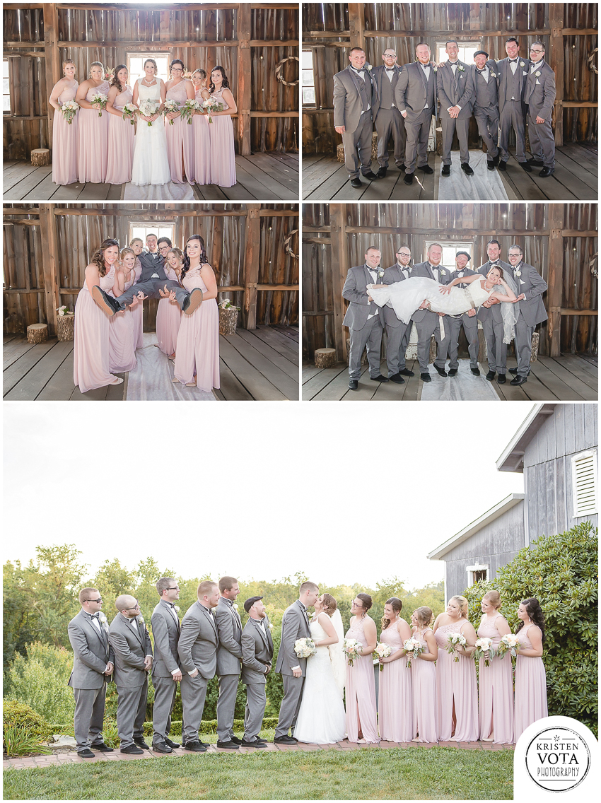 Bridal party in Kennedy Township backyard barn wedding Pittsburgh