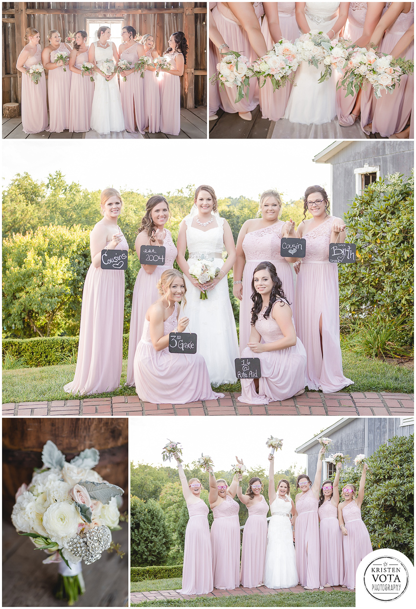 Bridesmaids in Kennedy Township backyard barn wedding