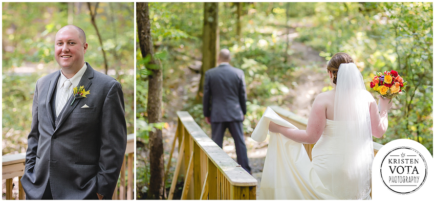 Bride & groom do a first look before their October Pittsburgh wedding