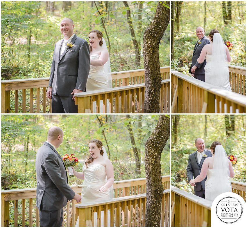 Bride & groom do a first look before their October Pittsburgh wedding