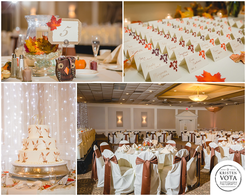 Reception details for a fall wedding at The Chadwick near Pittsburgh