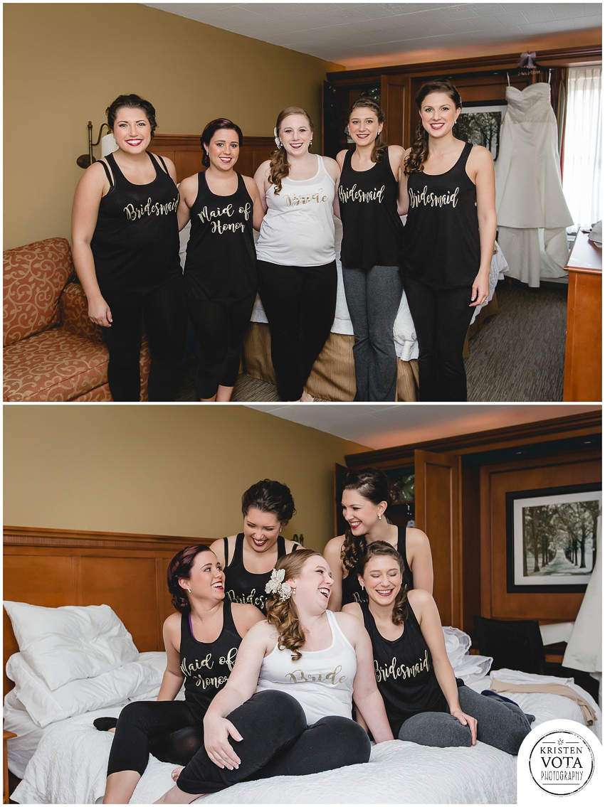 Bridesmaids getting ready for an October Pittsburgh wedding