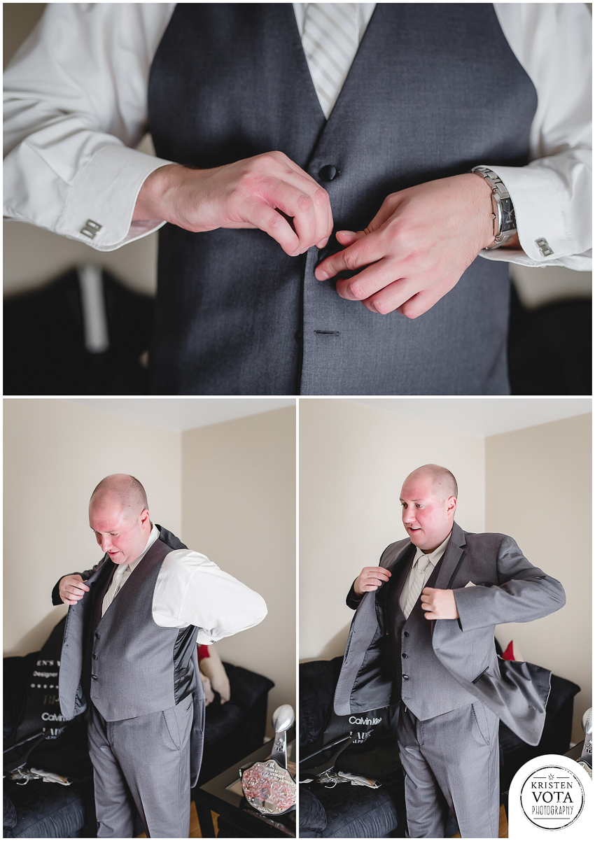 Groom getting ready for an October Pittsburgh wedding