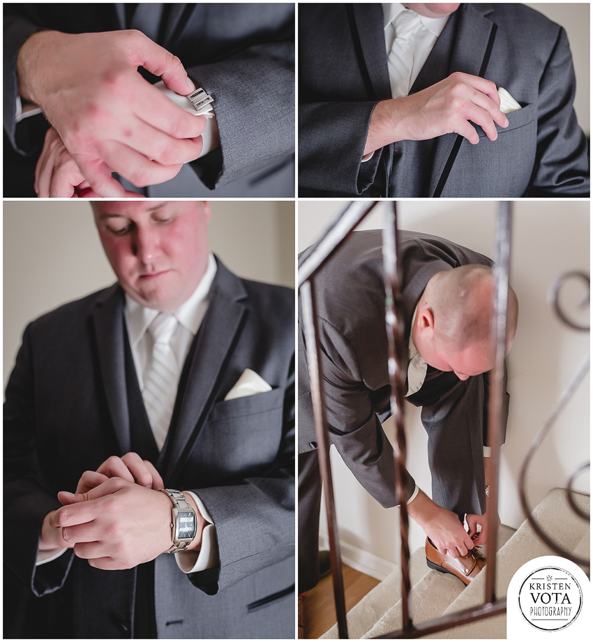 Groom getting ready for an October Pittsburgh wedding