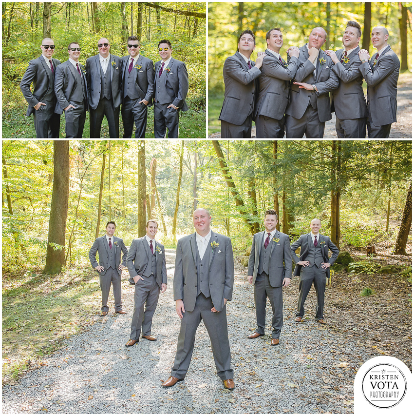 Groomsmen in Knob Hill Park before an October Pittsburgh wedding