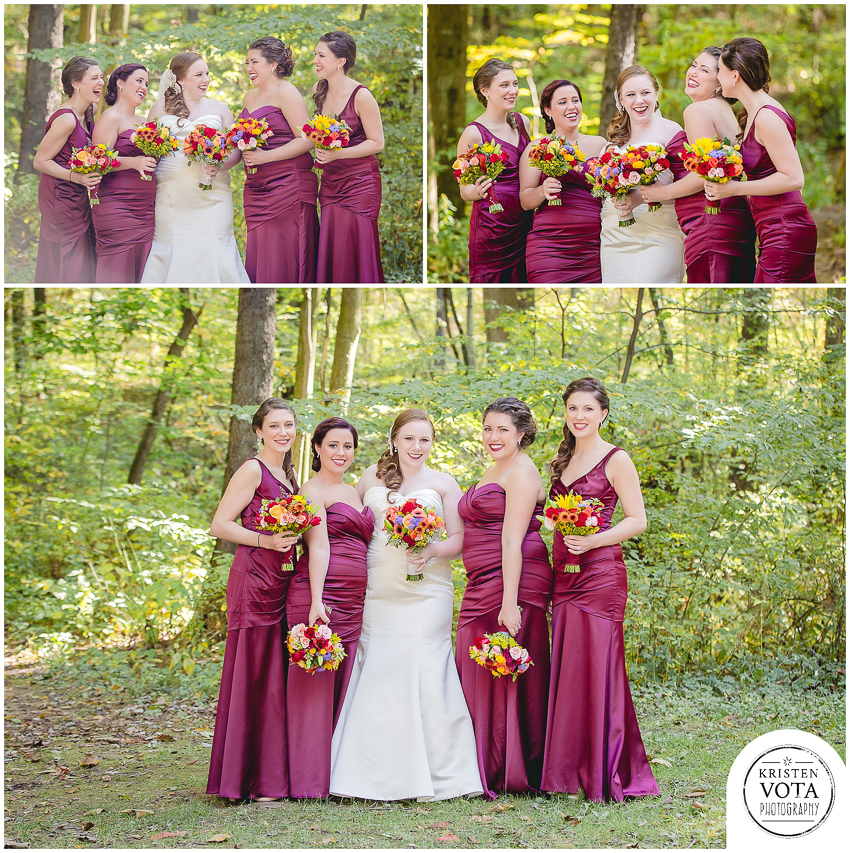 Bridesmaids in Knob Hill Park before an October Pittsburgh wedding