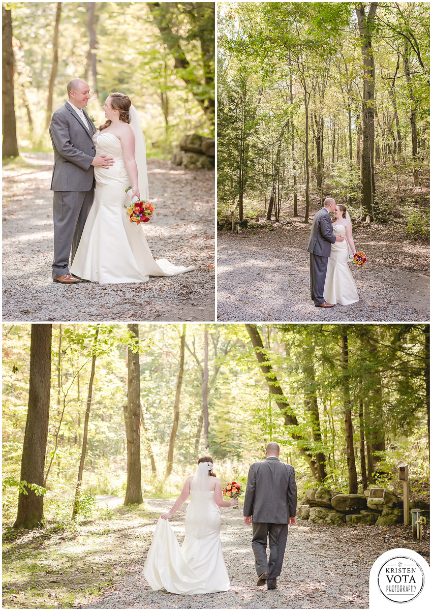 Bride & groom in Knob Hill Park before an October Pittsburgh wedding