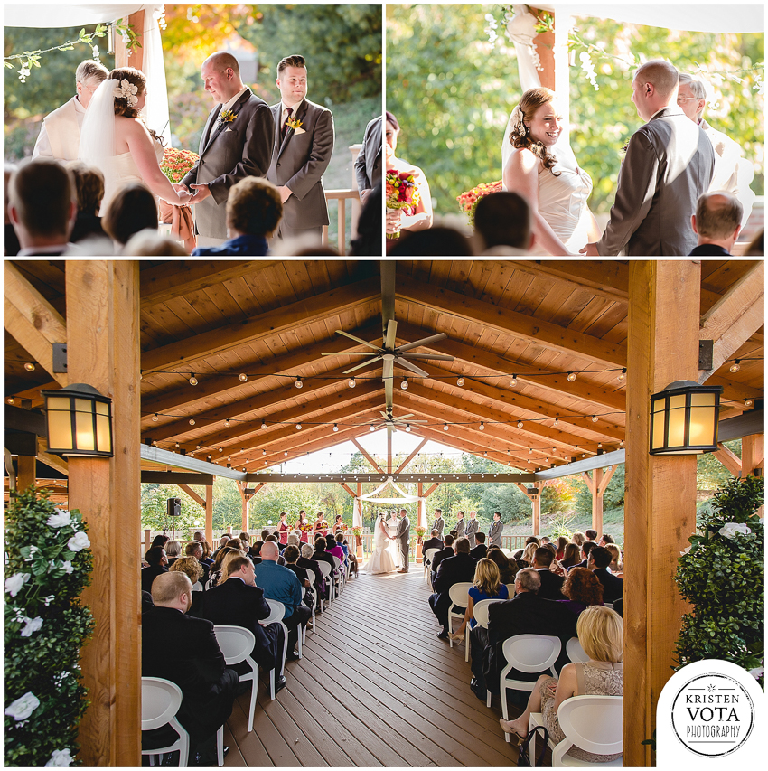 Outdoor ceremony in October for a fall wedding at The Chadwick near Pittsburgh