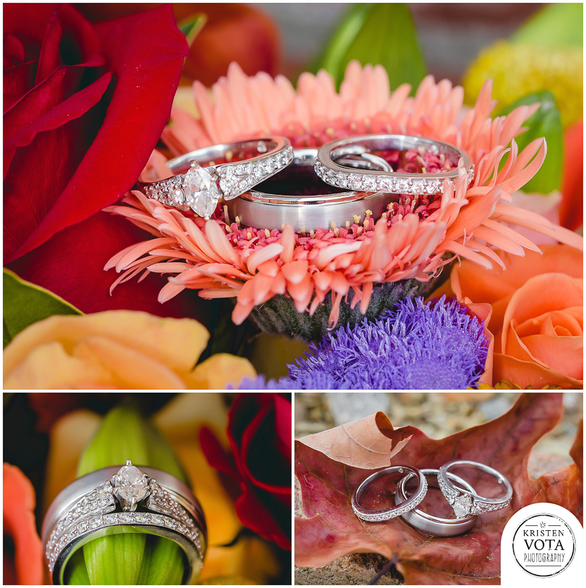 Wedding rings on fall bouquet by Pittsburgh florist Z Florist
