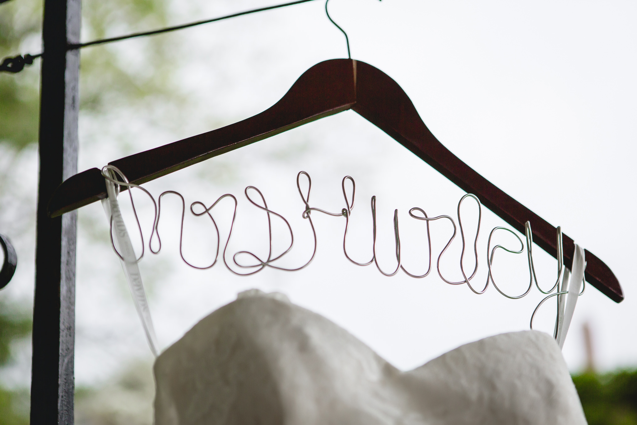 Personalized wedding dress hanger for a spring wedding in Pittsburgh