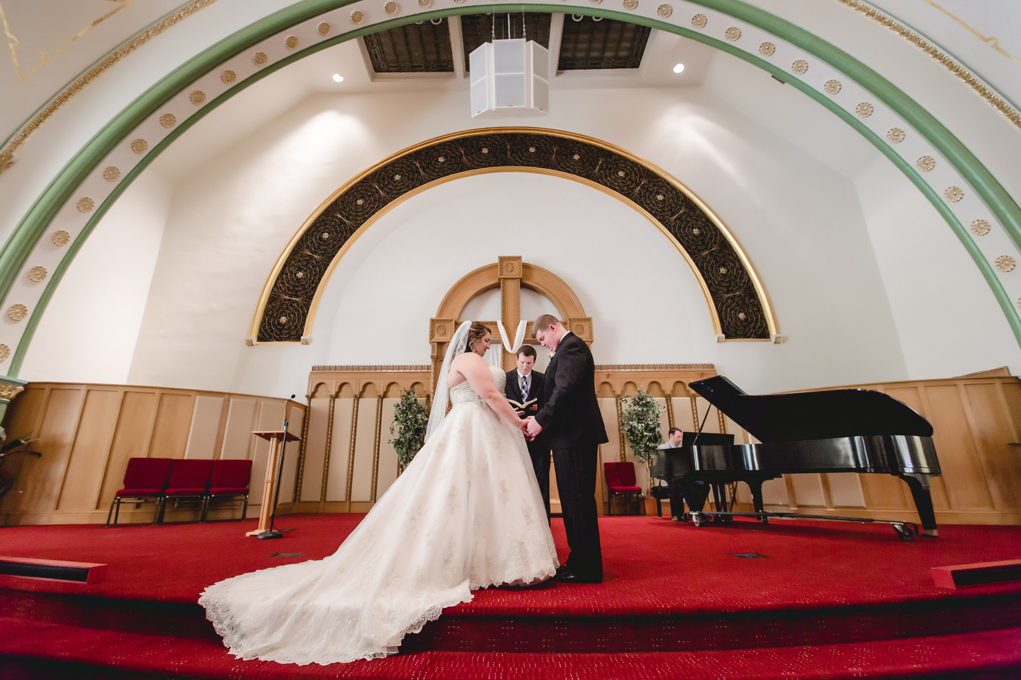Bride & groom during ceremony at Bellefield Presbyterian in Pittsburgh