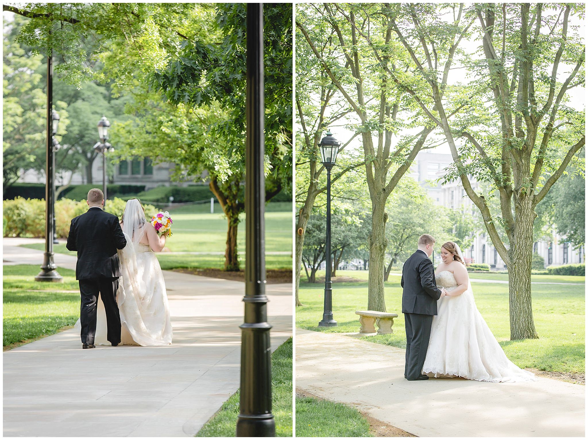 Wedding couple at Heinz Chapel before their Soldiers & Sailors wedding reception