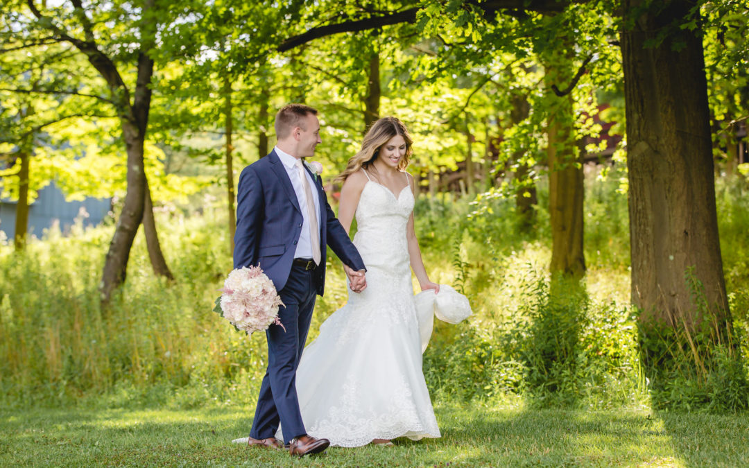 Bride and groom go for a walk after their Hidden Valley Resort wedding