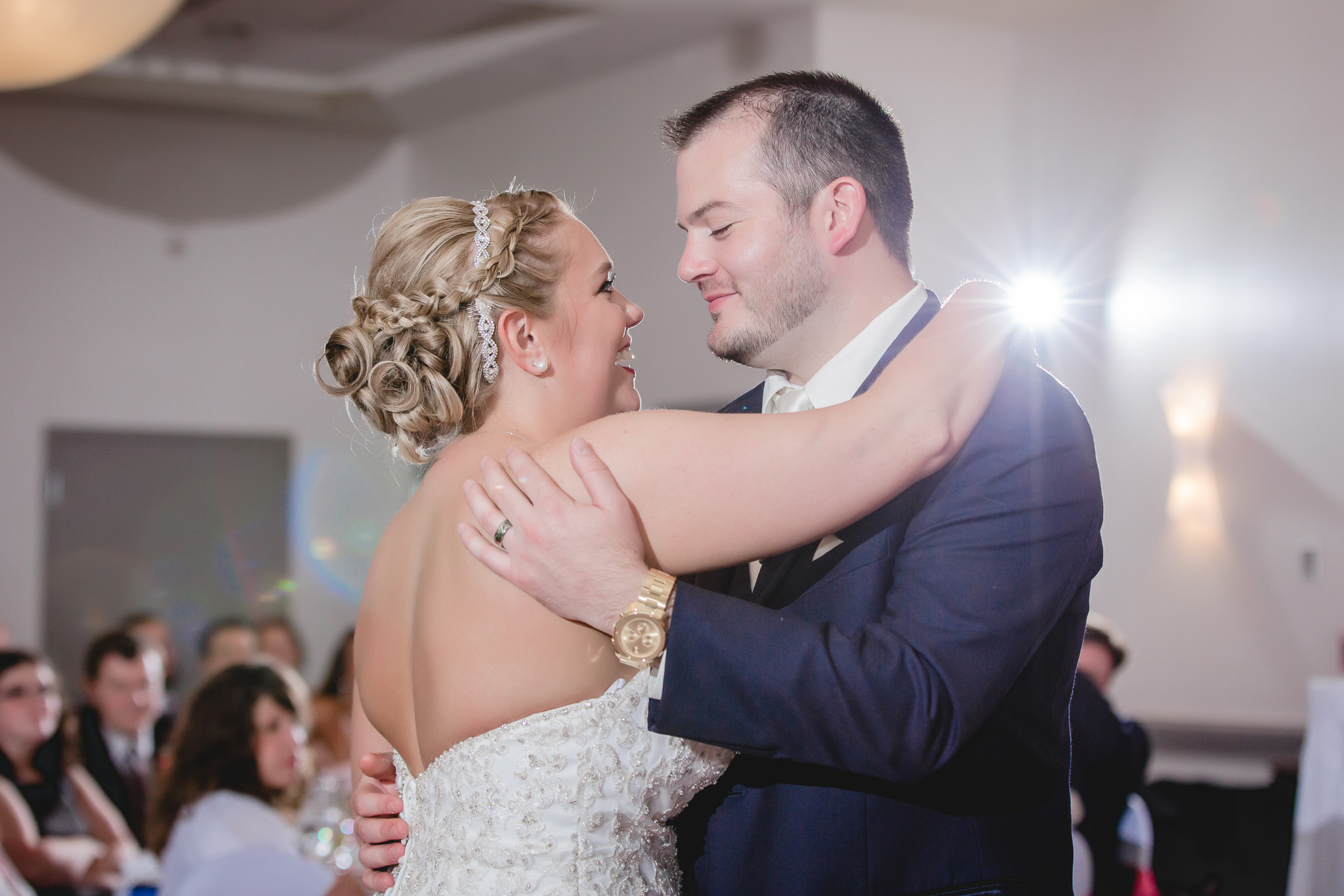Bride and groom's first dance at their Pittsburgh Airport Marriott wedding reception