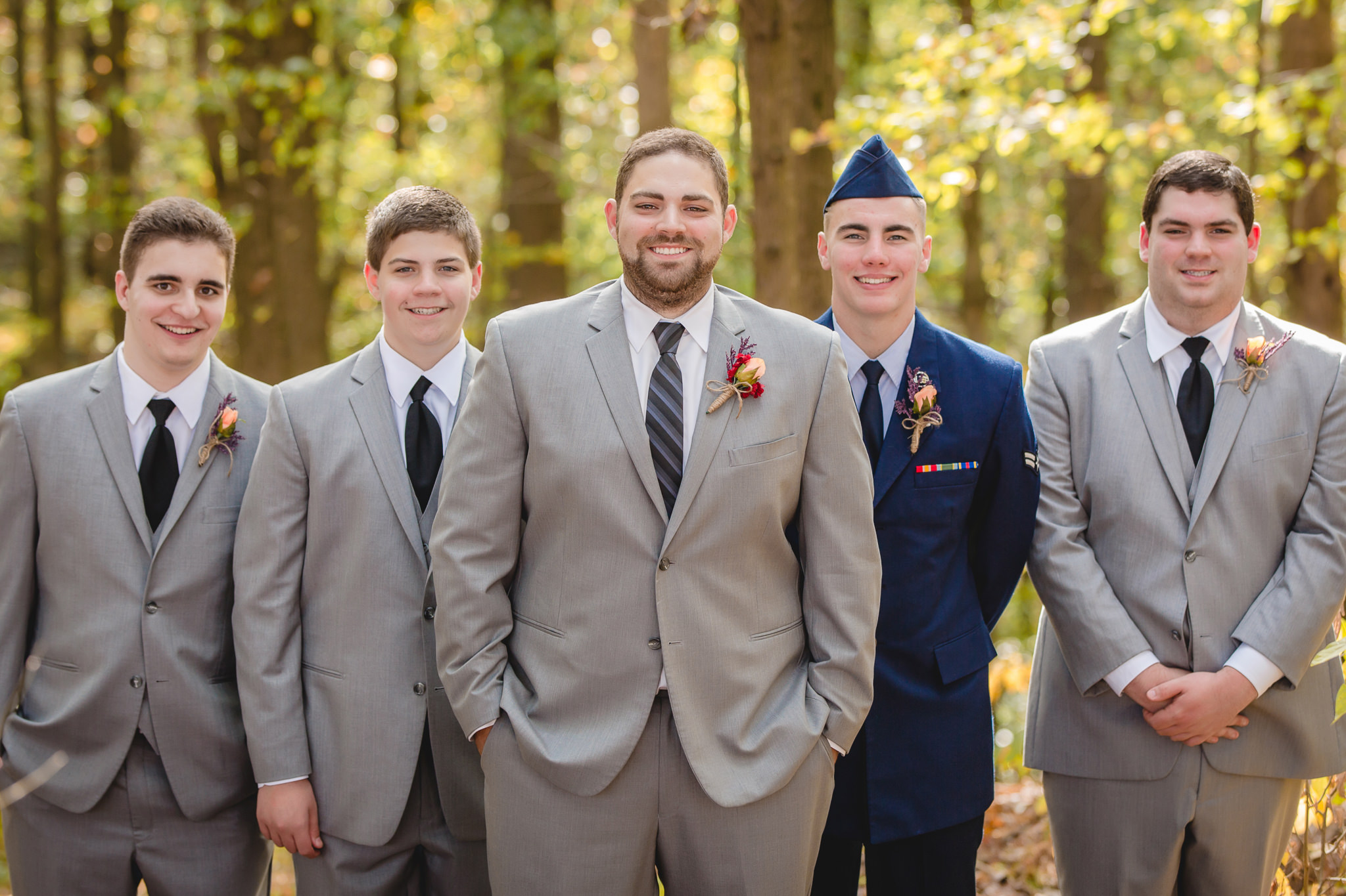 Groom with his groomsmen at the Barn at Soergel Hollow