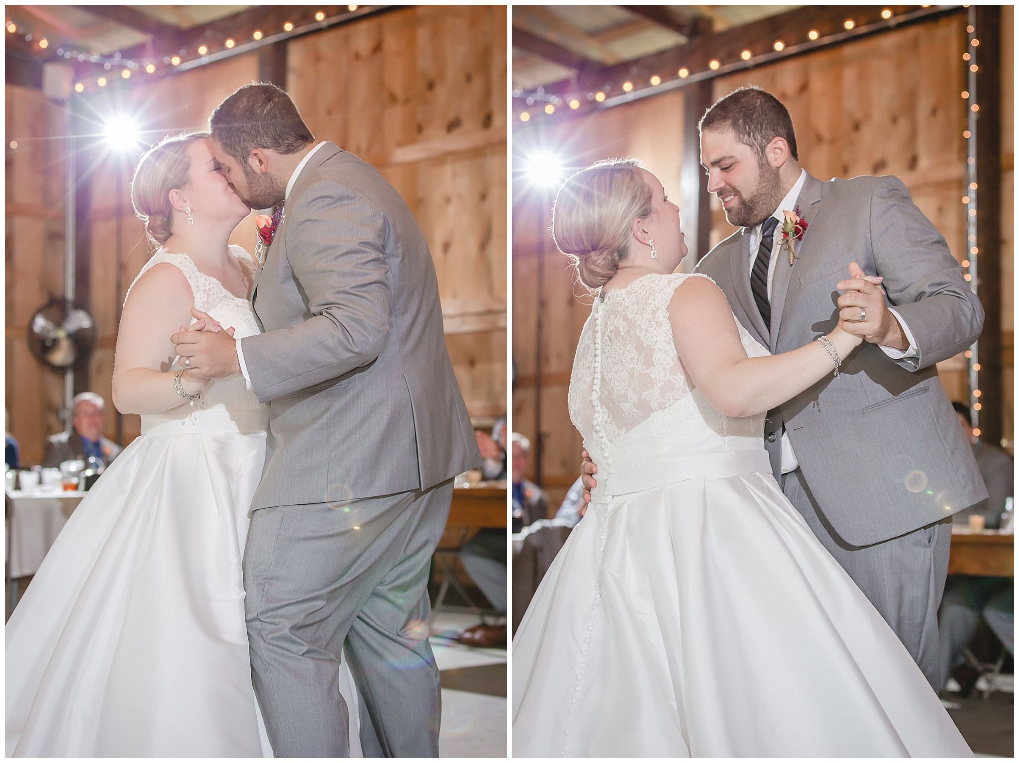 Bride and groom's first dance at the Barn at Soergel Hollow