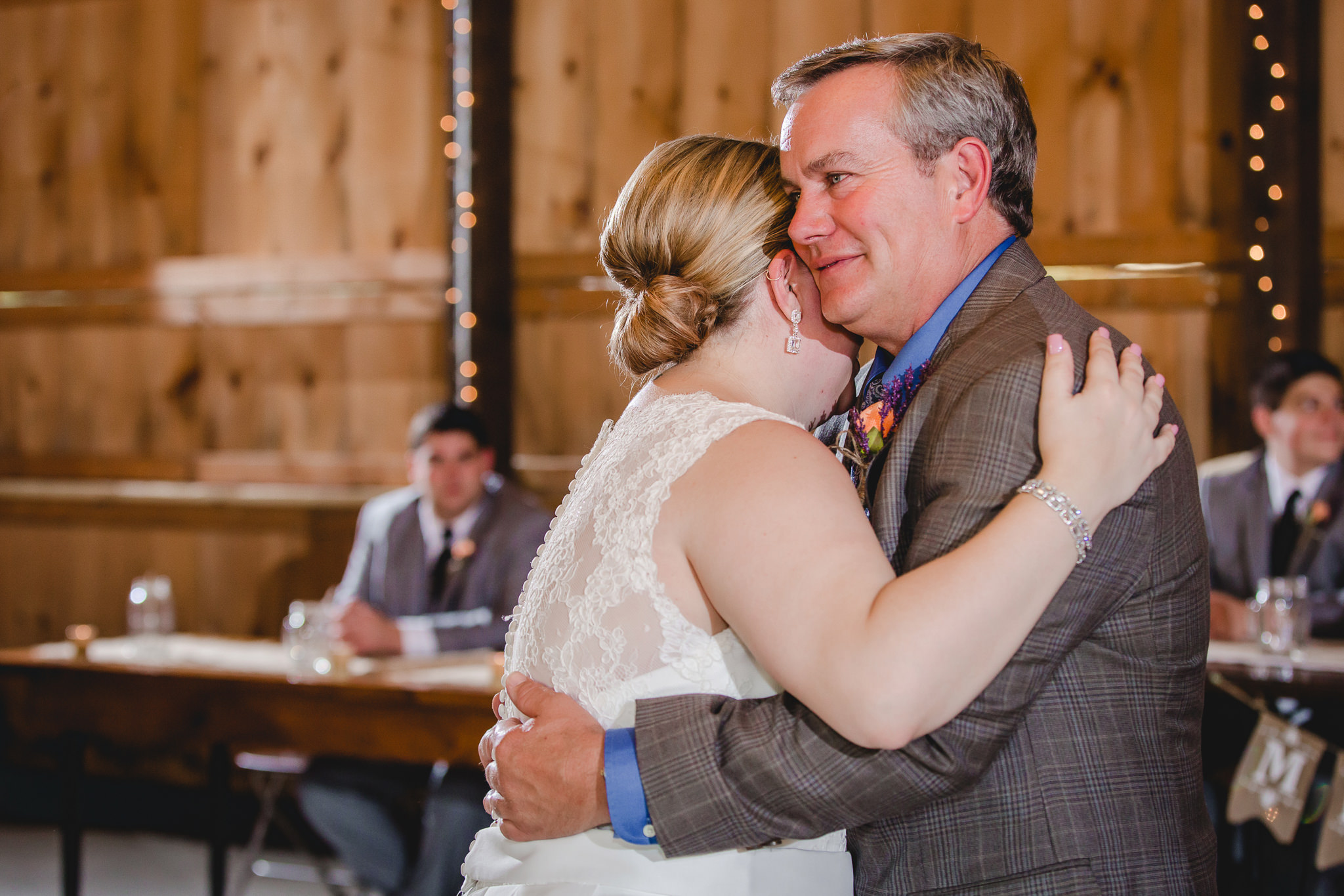 Father of the bride dances with his daughter at the Barn at Soergel Hollow