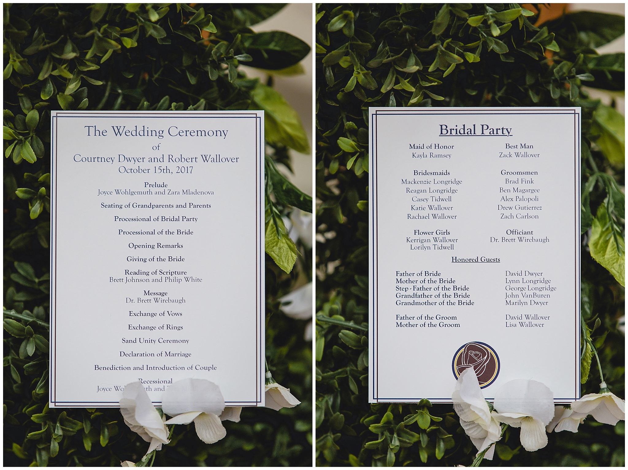 Wedding programs designed by the groom