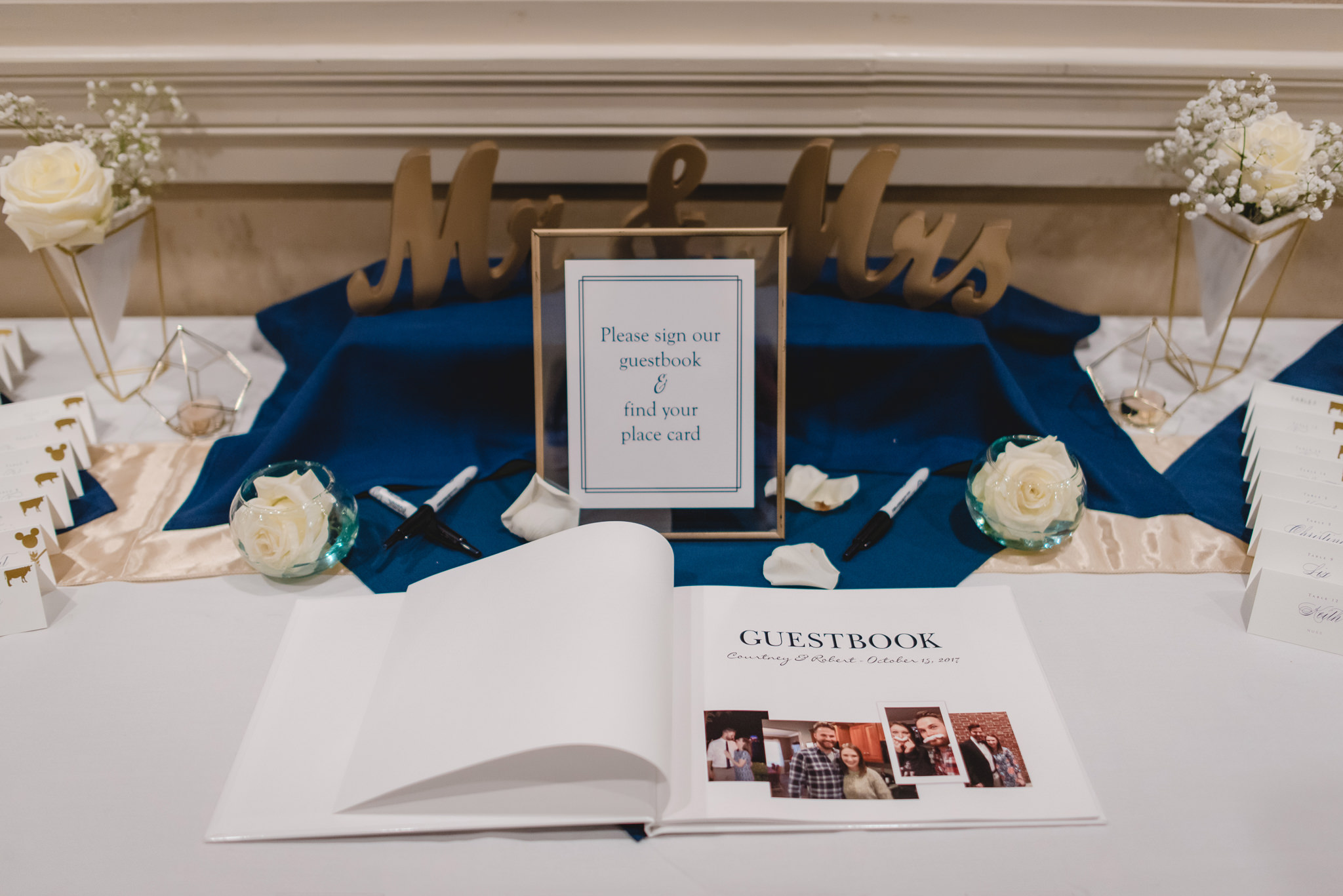 Guestbook table for a wedding reception at the Chadwick