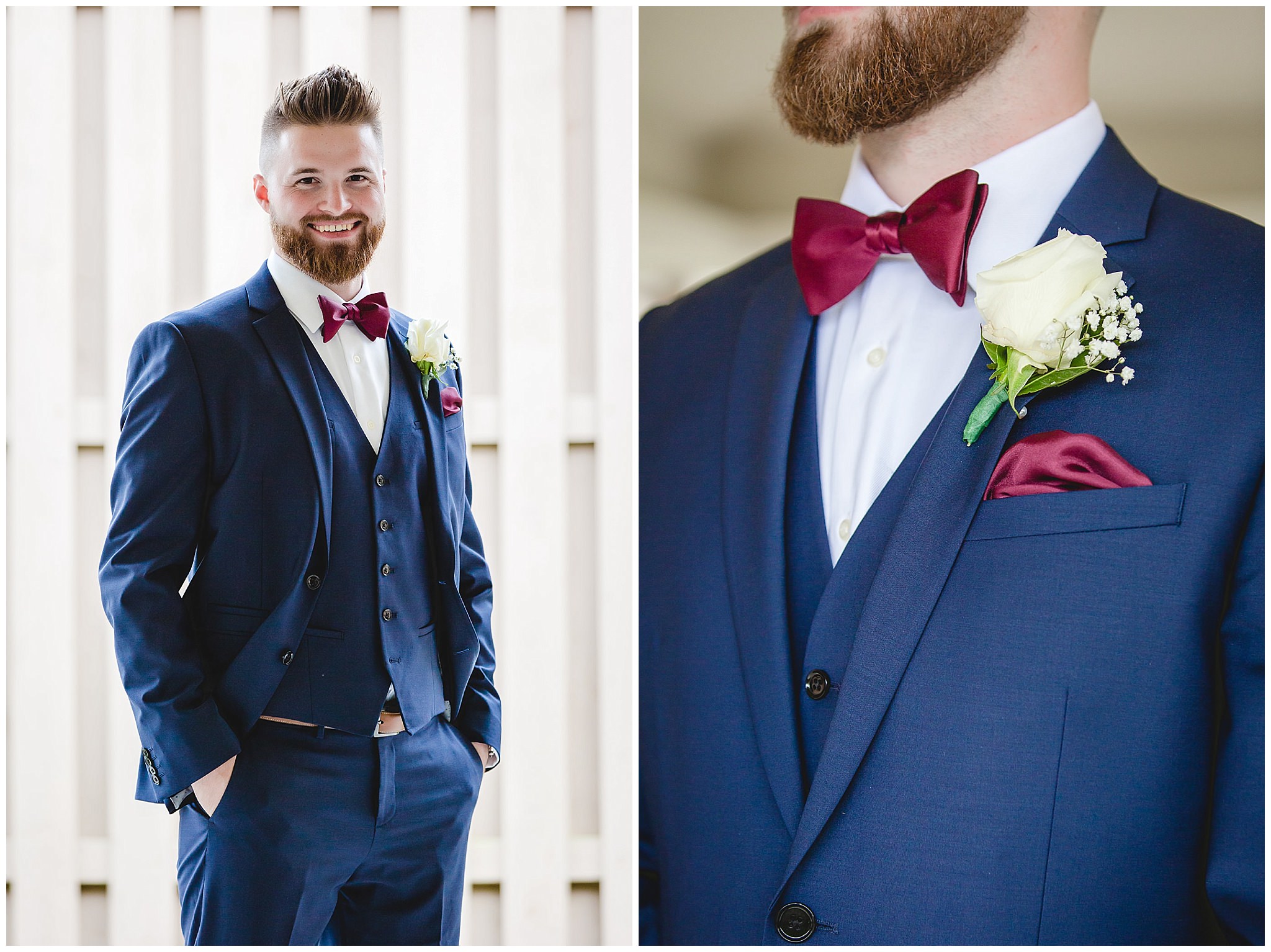 Groom portrait and boutonniere at the Chadwick