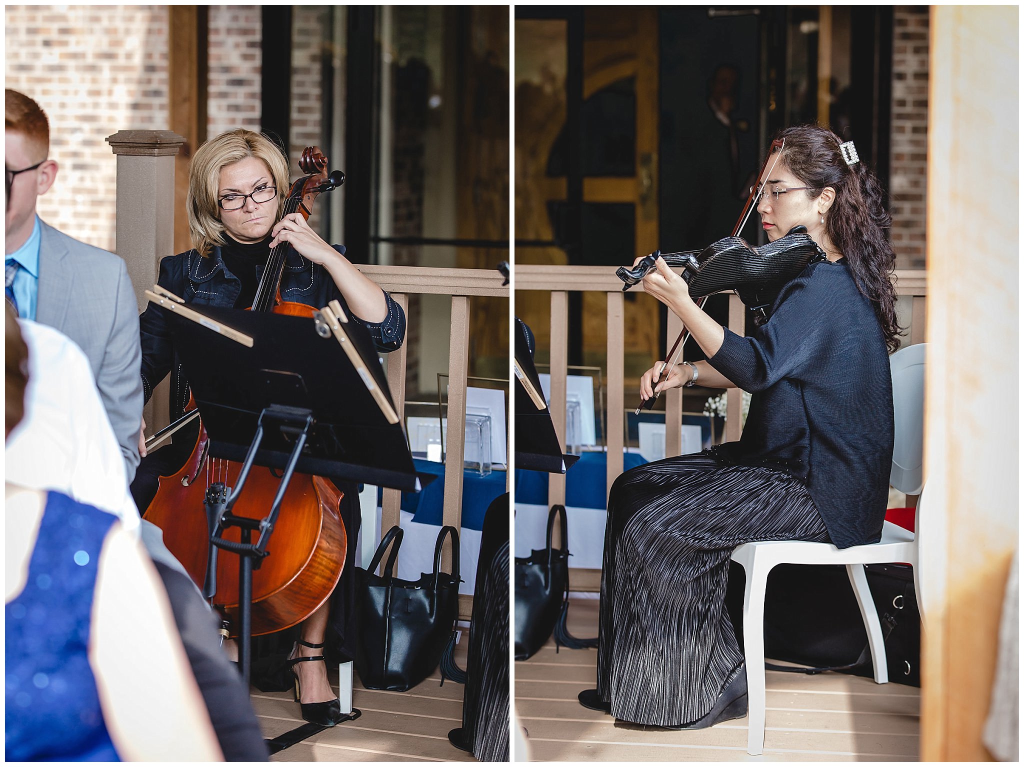 Violinist and cellist provide ceremony music at the Chadwick