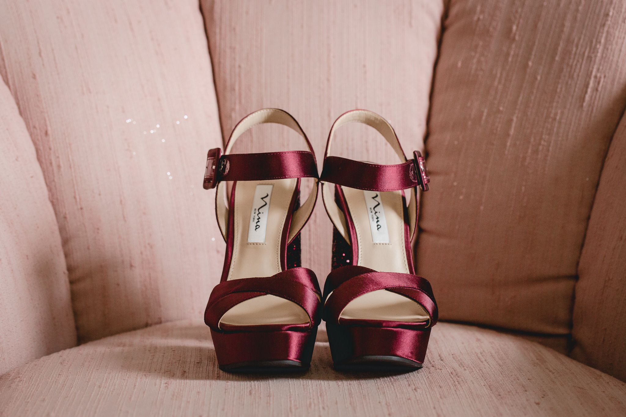 Burgundy wedding shoes for an October Pittsburgh wedding