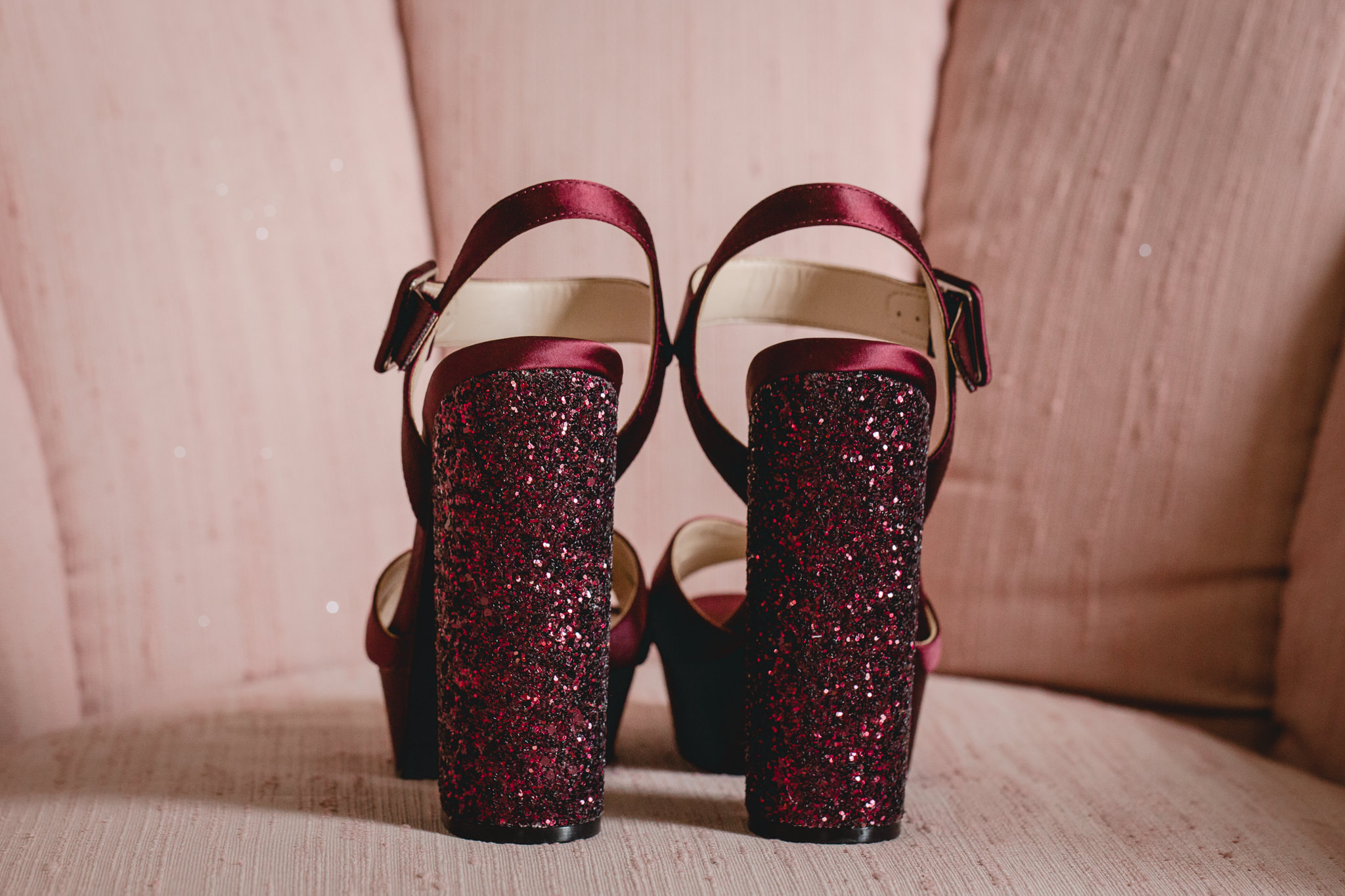 Burgundy glitter heels for an October Pittsburgh wedding