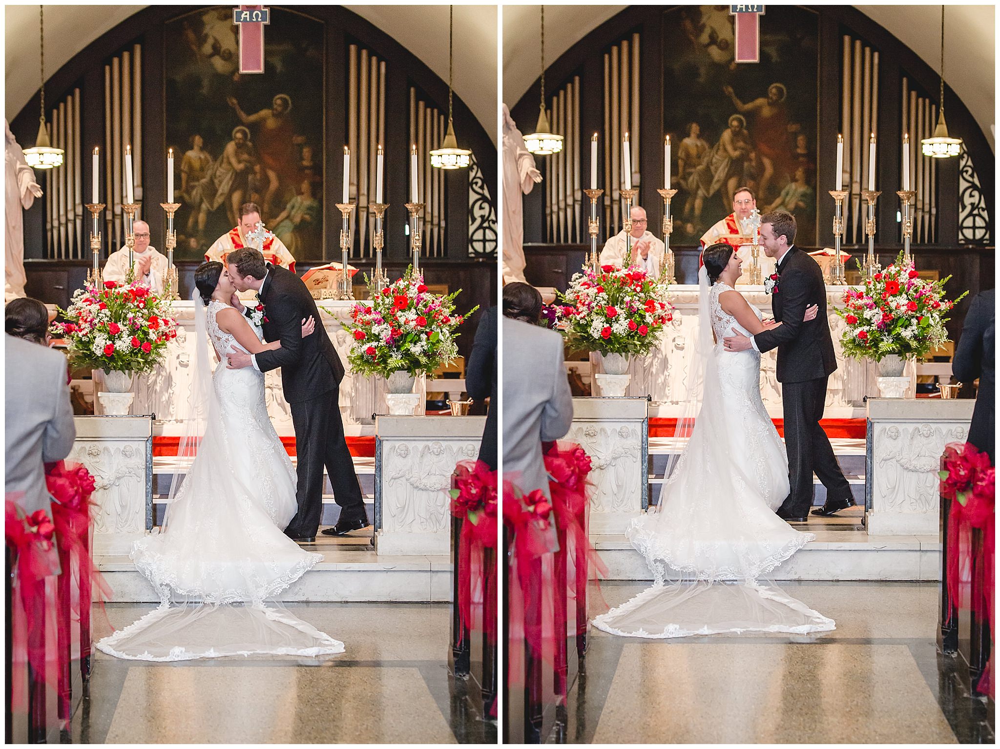 First kiss as husband and wife at St. John the Baptist