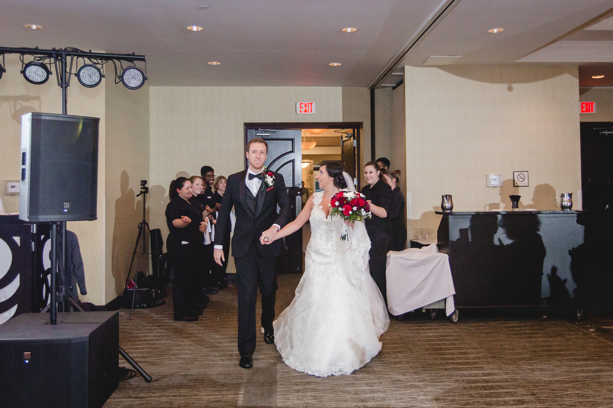 Bride and groom are announced into their DoubleTree Pittsburgh Airport wedding reception