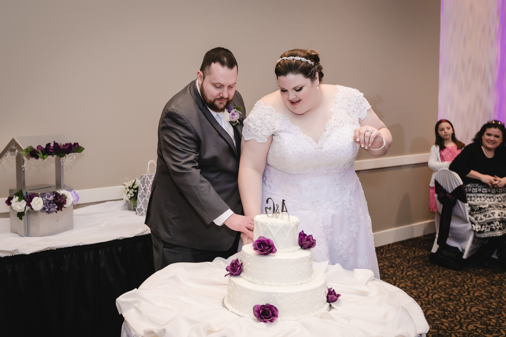Cake cutting at a spring wedding at the Fez