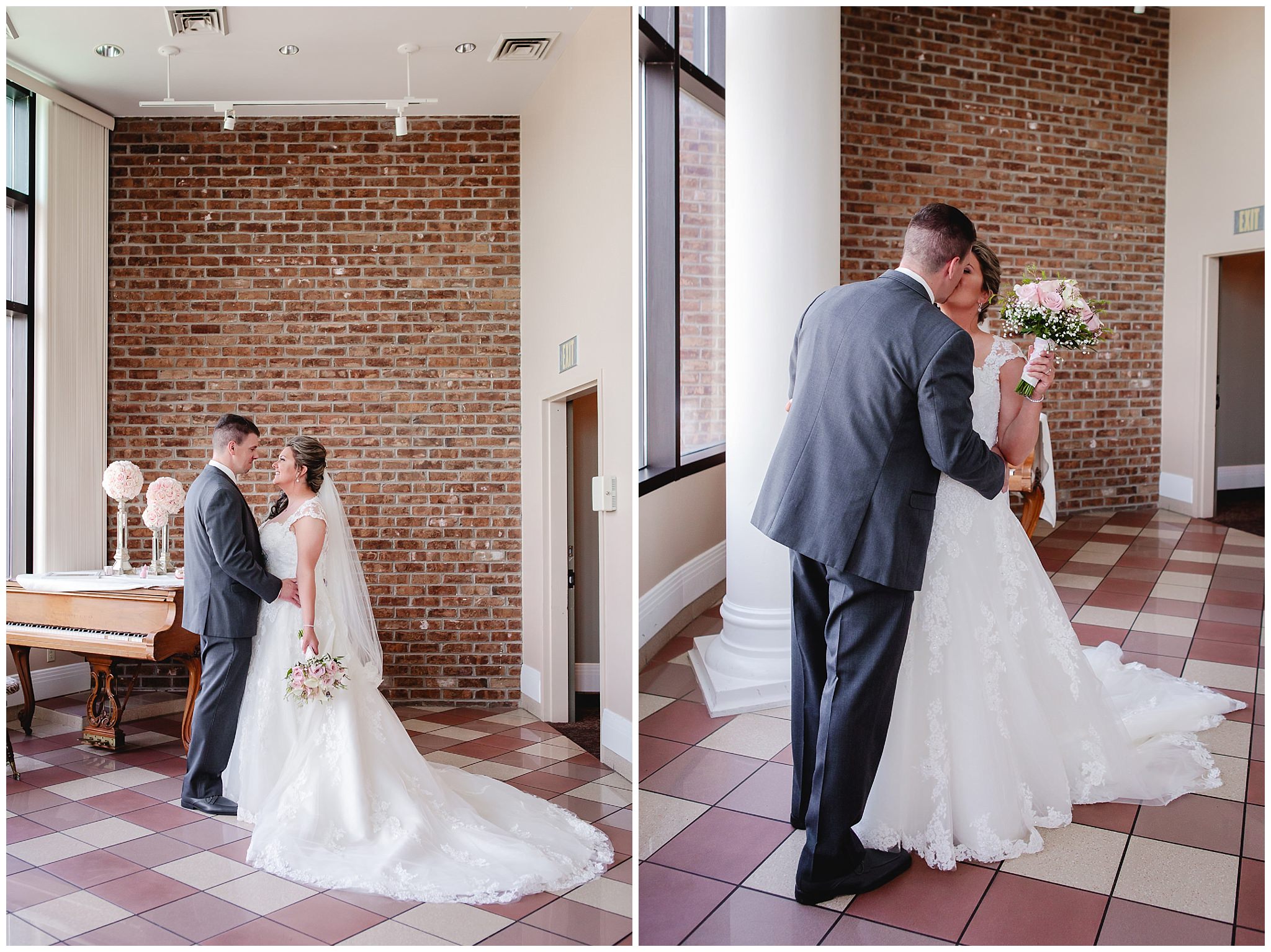 Bride & groom pose before their Chestnut Ridge Golf Resort wedding ceremony