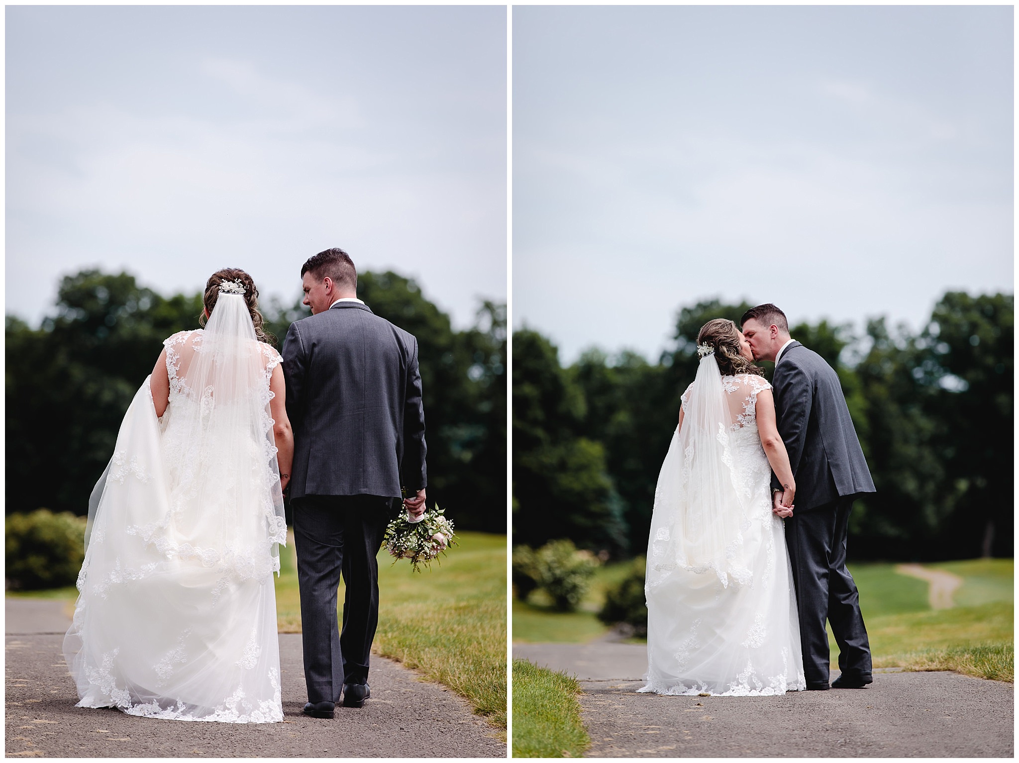 Newlyweds take a walk at Chestnut Ridge Golf Resort