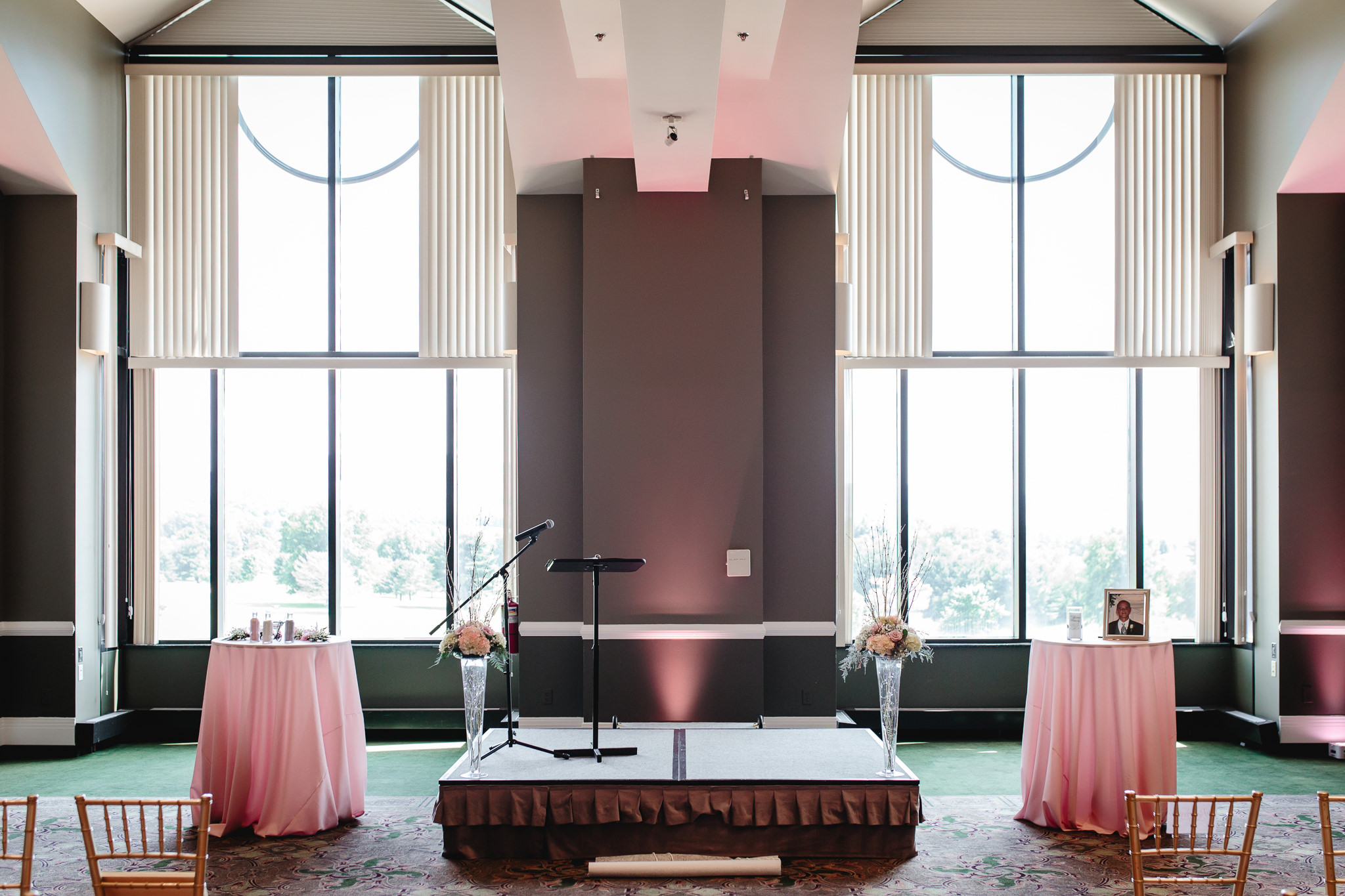 Altar set up for a wedding ceremony at Chestnut Ridge Golf Resort