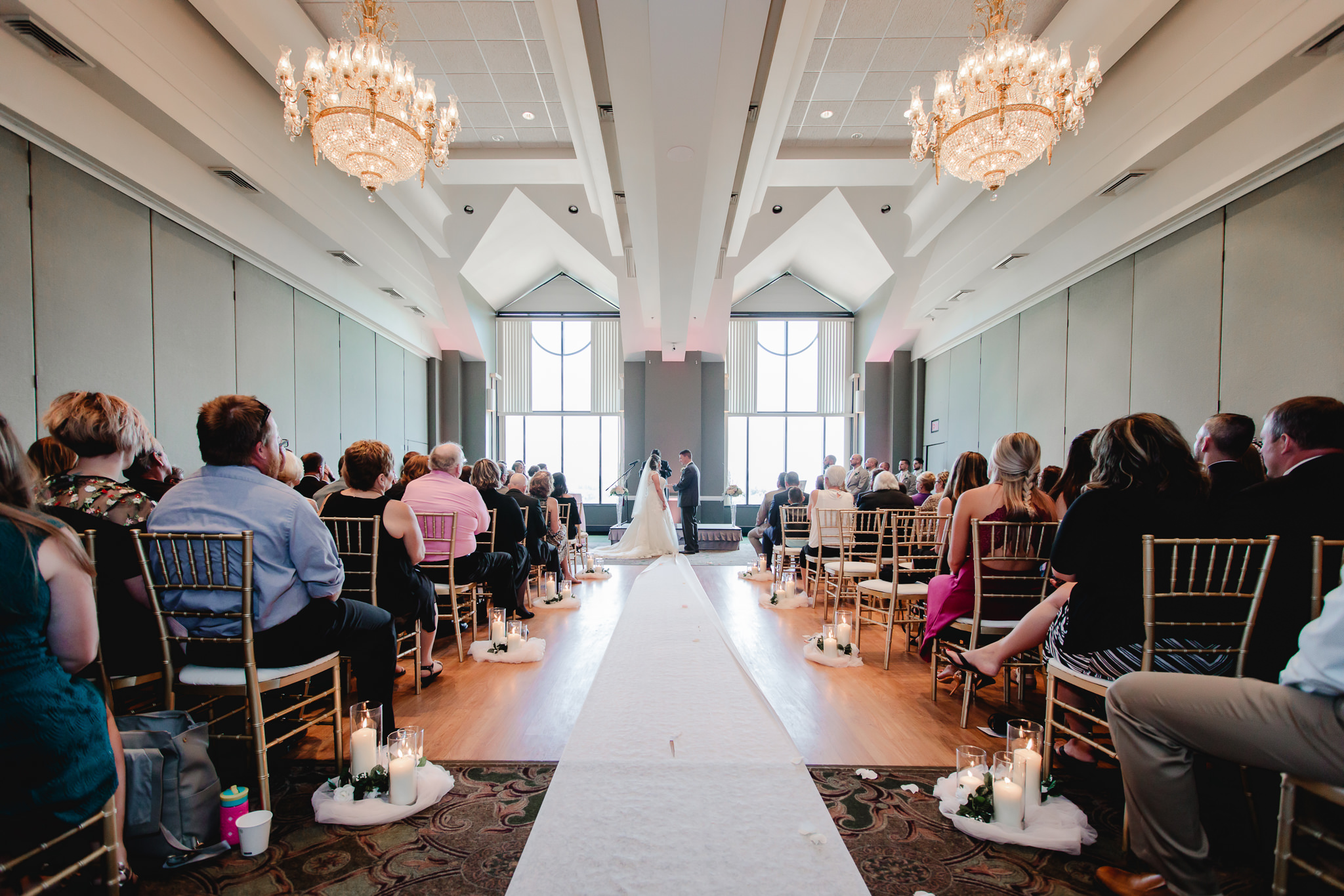 Wedding ceremony at Chestnut Ridge Golf Resort ballroom