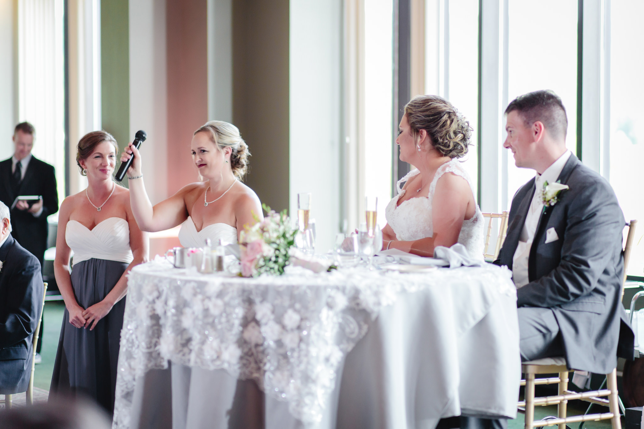 Speeches during a Chestnut Ridge Golf Resort wedding reception