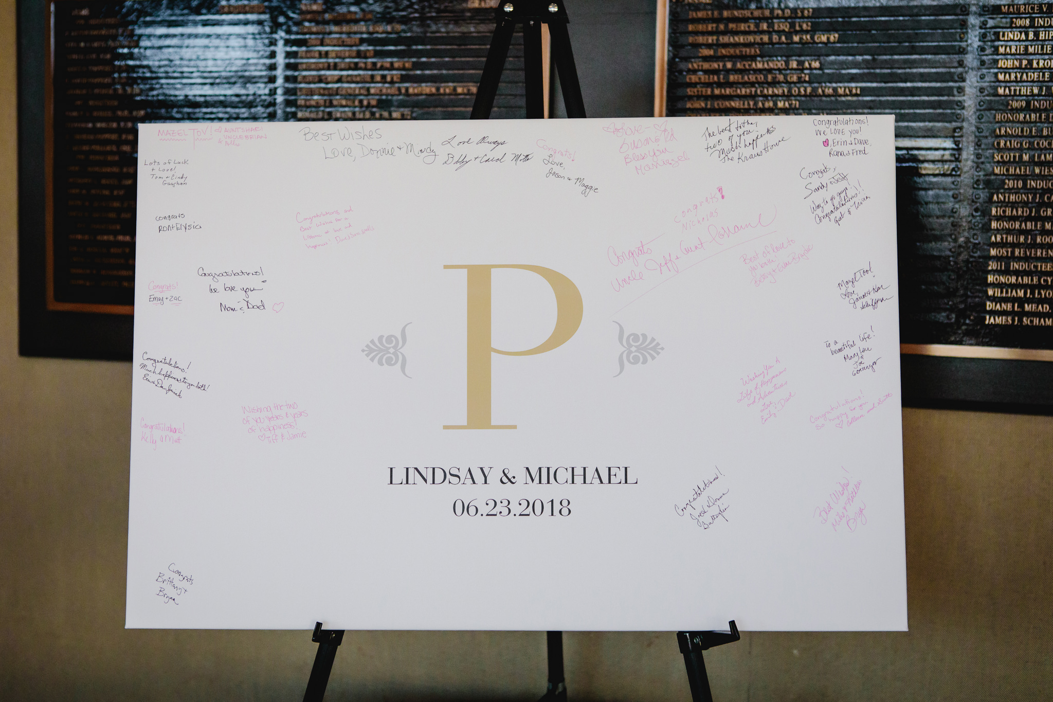 Guestbook canvas wrap at a Duquesne University wedding