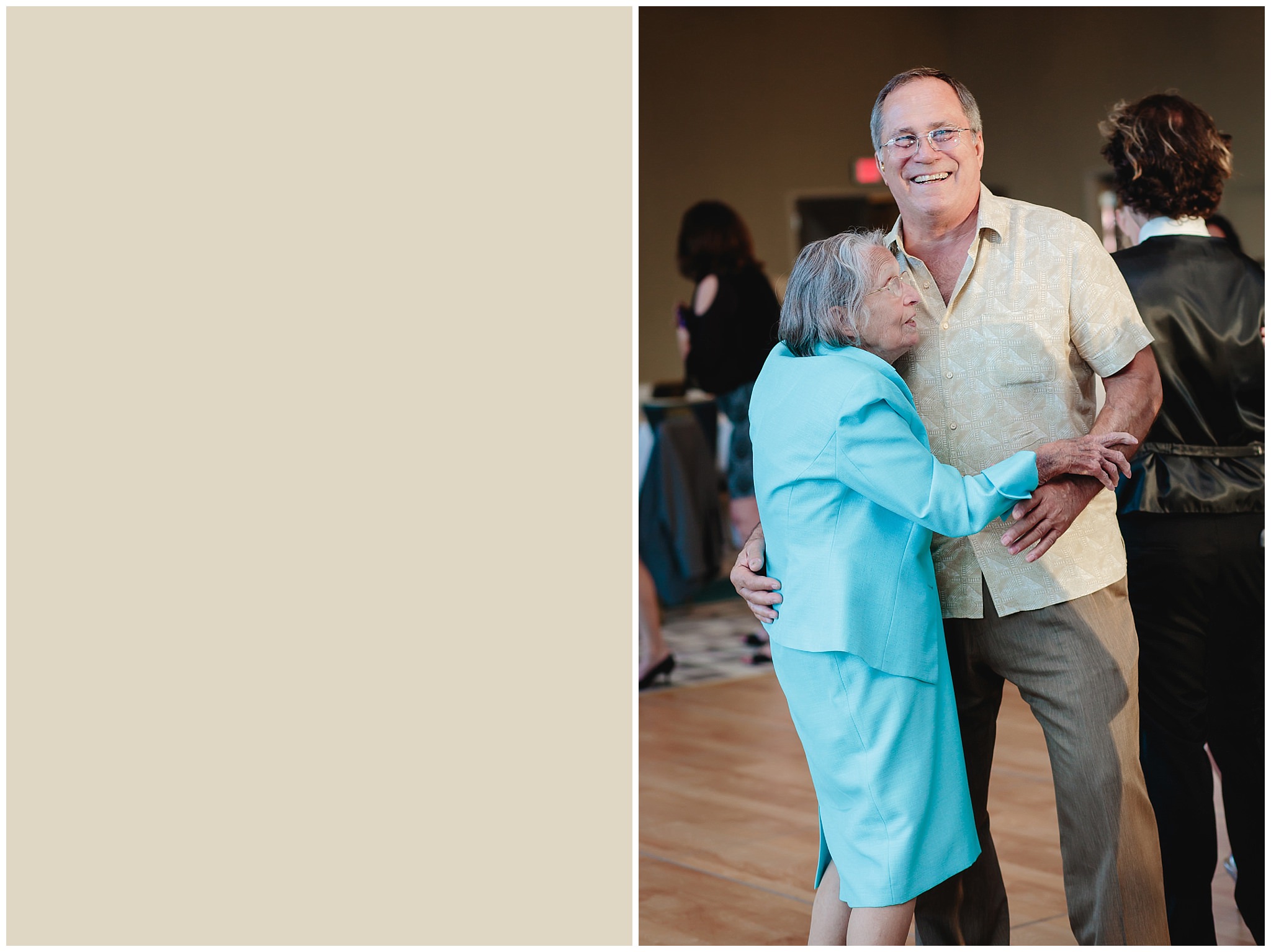 Grandmother of the groom slow dances at a Duquesne University wedding reception