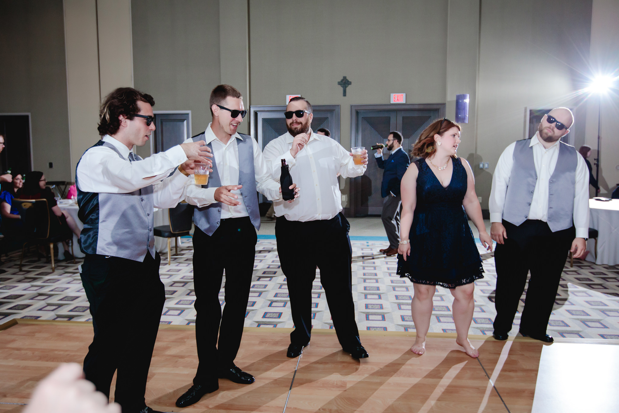 Groomsmen on the dance floor at Duquesne University