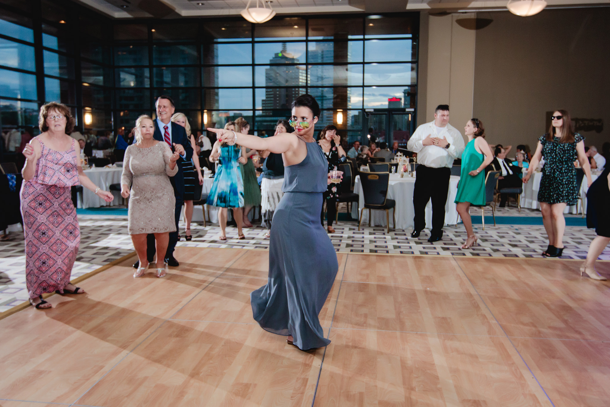 Sister of the groom dances at Duquesne University