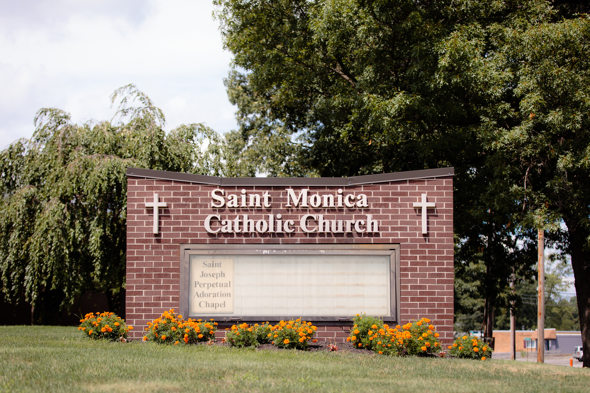Saint Monica Parish sign in Beaver, PA