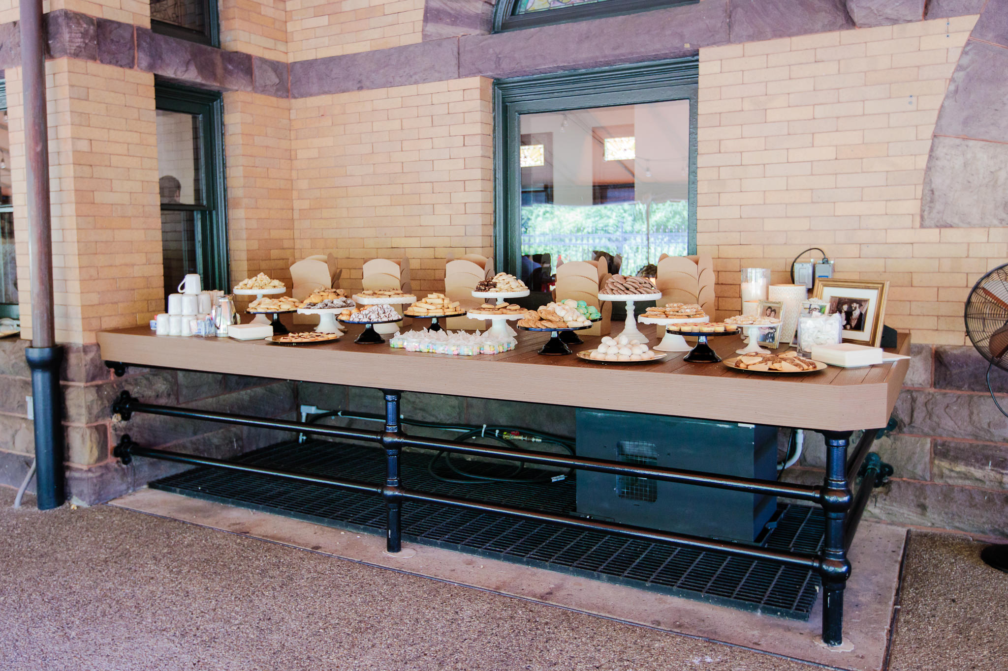 Cookie table spread on the porch of Beaver Station